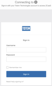 Third: Provide your Totem Tech username, password, and multifactor authenticator credentials.
